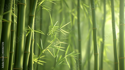 A realistic 3D wallpaper of a serene bamboo forest  with the green stalks seeming to sway gently  bringing a peaceful nature vibe into the room.