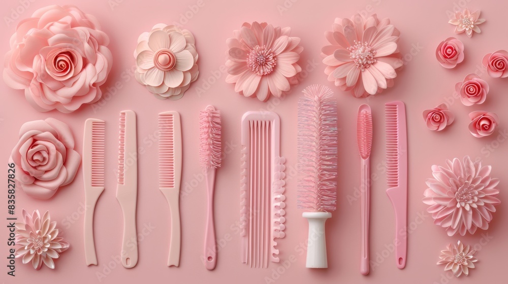 Hair Accessories on Pastel Background Hair Accessories on Pastel Background