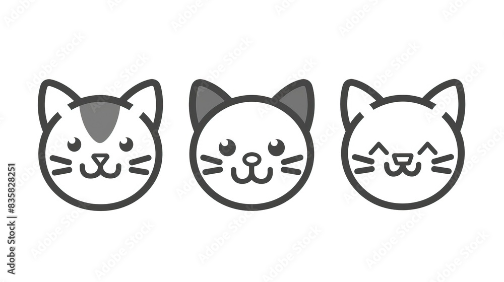 Black and white simple outline cats head emoticon pictures
Black and white simple outline cats head emoticon pictures