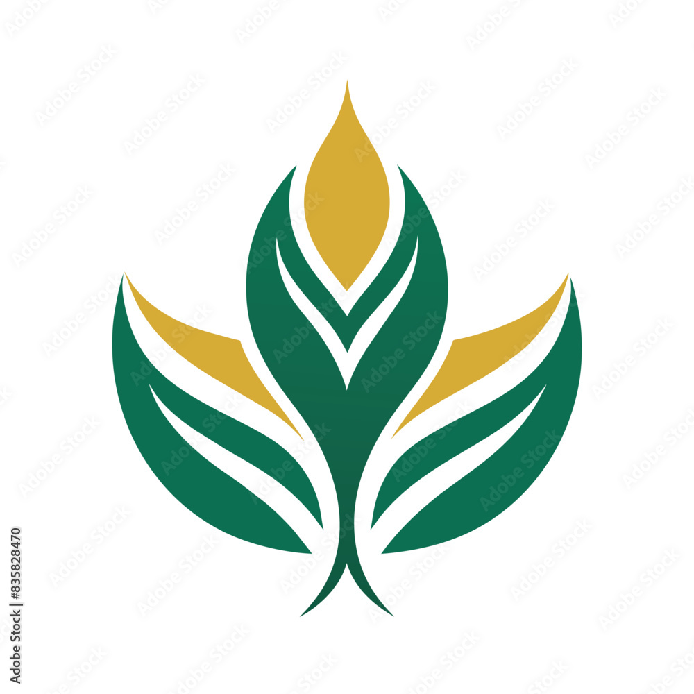 Fashion logo stylized emerald green leaf icon vector art illustration design. Fashion logo stylized emerald green leaf icon vector art illustration design.