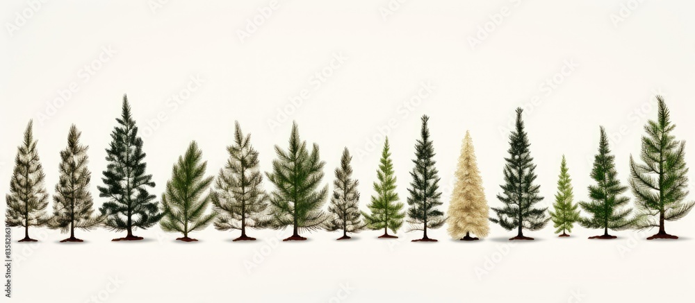 Obraz premium Isolated fir branch on a white backdrop with copy space image.