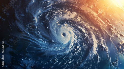 Hurricane Florence satellite image, Atlantic Ocean. Tropical storm visualization, satellite photography.