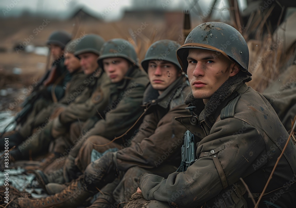 A group of soldiers in military uniform from world war 2 A group of soldiers in military uniform from world war 2