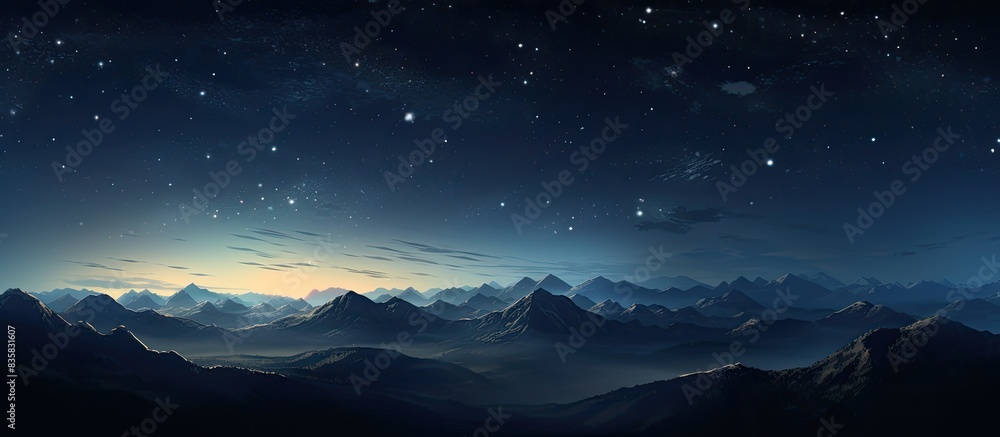 Winter's night sky adorned with numerous twinkling stars creating a stunning copy space image. Winter's night sky adorned with numerous twinkling stars creating a stunning copy space image.