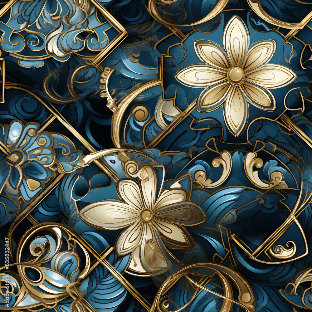 Intricate design featuring the interplay of water and ink colors, creating a seamless pattern reminiscent of African fabric squares, exuding a sense of vintage luxury Intricate design featuring the interplay of water and ink colors, creating a seamless pattern reminiscent of African fabric squares, exuding a sense of vintage luxury