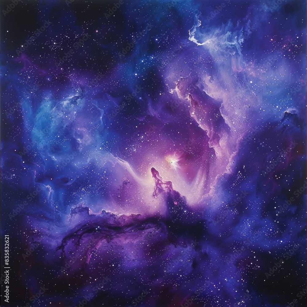 Fototapeta premium Colorful space filled with stars and clouds