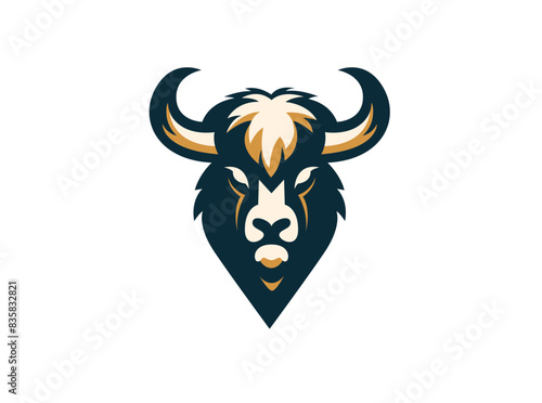 Bison, Bull Head Vector Icon Logo Template