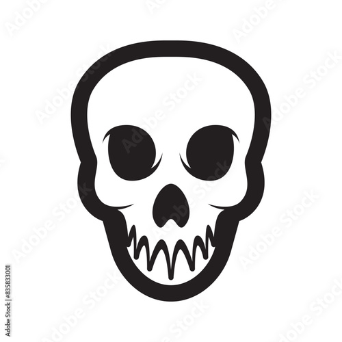 spooky human head skull logo design