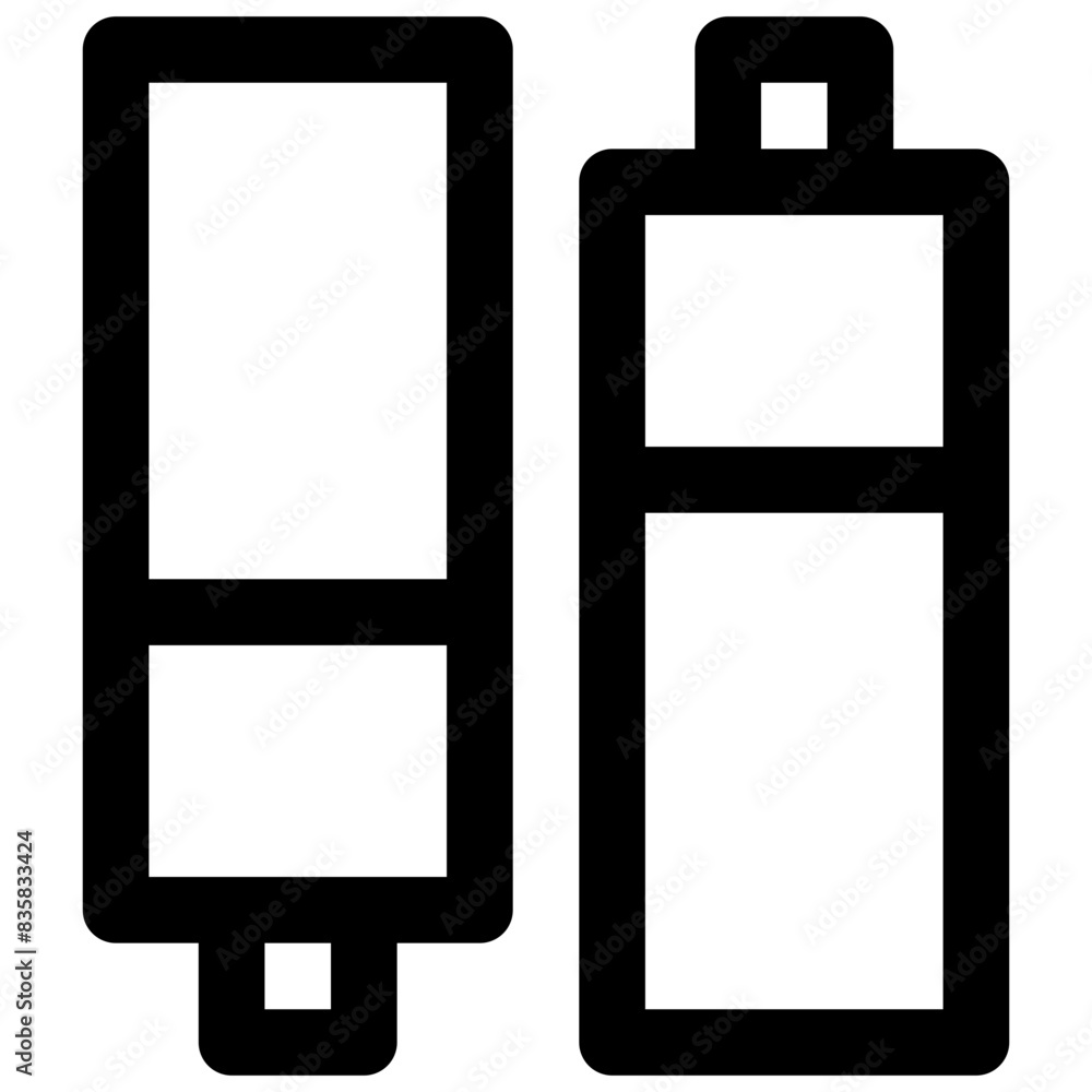Batteries. Editable stroke vector icon. Batteries. Editable stroke vector icon.