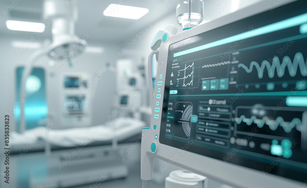 A medical device in a sterile, minimalist lab environment, featuring digital interface overlays displaying data and diagnostics, emphasizing the precision and advanced technology of the equipment. A medical device in a sterile, minimalist lab environment, featuring digital interface overlays displaying data and diagnostics, emphasizing the precision and advanced technology of the equipment.