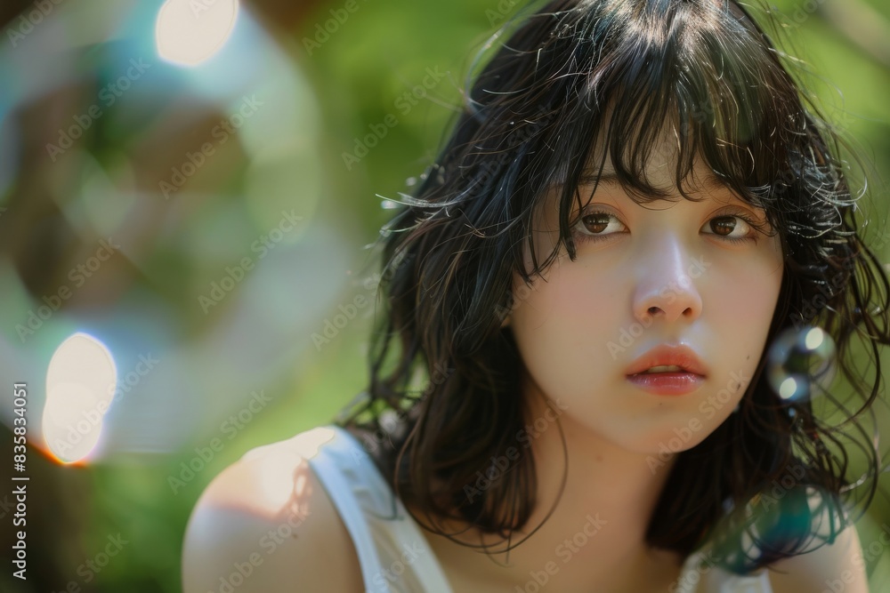 シャボン玉と日本人女性の幻想的な写真(ポートレート・モデル) シャボン玉と日本人女性の幻想的な写真(ポートレート・モデル)