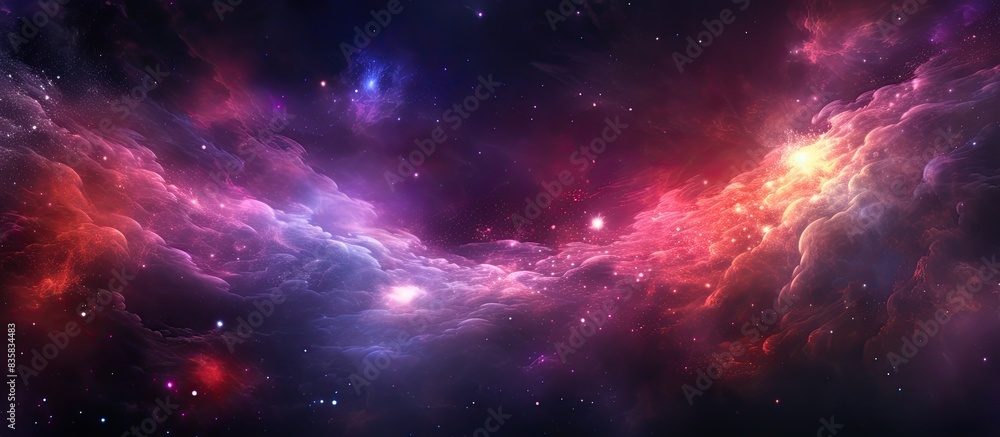 Naklejka premium Nighttime astronomy photograph capturing the Milky Way galaxy and a star in the universe; a stunning outer space image with nebula features and ample room for adding text.