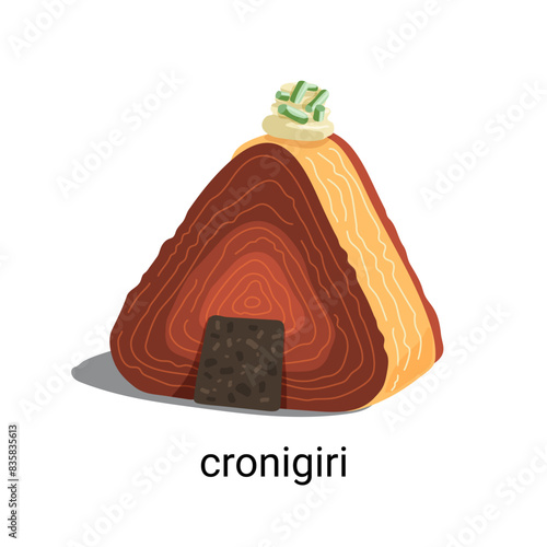 Cronigiri or onigiri croissant. Vector illustration