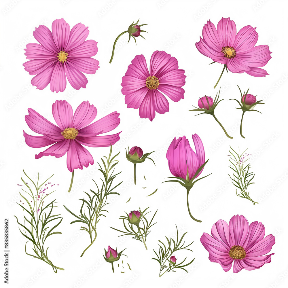 Set of flowers on white background Set of flowers on white background