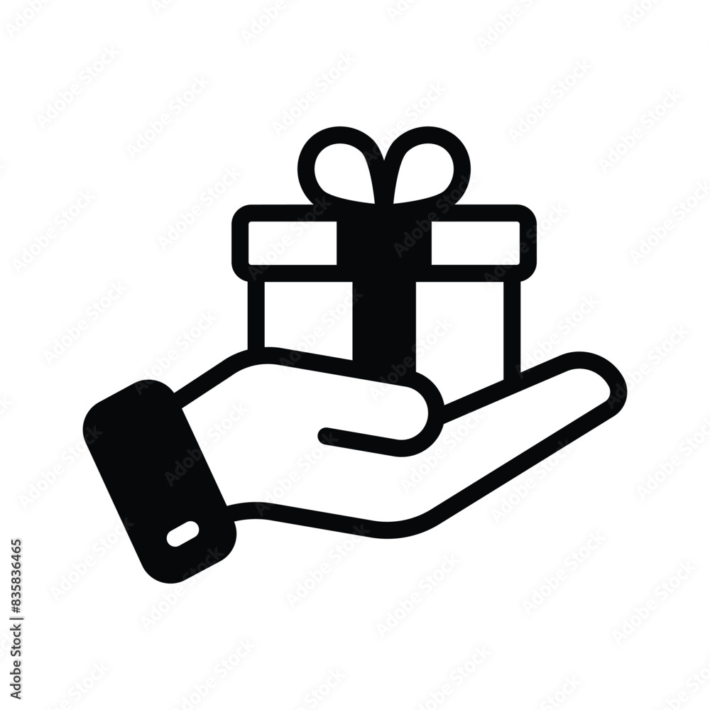 Gift box on hand showing concept icon of giving gift, ready to use vector Gift box on hand showing concept icon of giving gift, ready to use vector