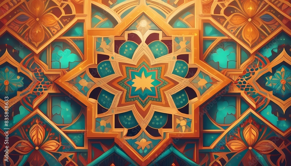 The background is an Islamic holiday theme, with typical Islamic patterns or carvings. wallpaper, poster, banner. The background is an Islamic holiday theme, with typical Islamic patterns or carvings. wallpaper, poster, banner.