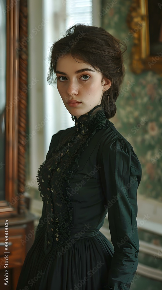 Portrait of a young woman in a green dress Portrait of a young woman in a green dress