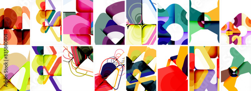 Set of trendy colorful circle geometric posters or abstract backgrounds. Vector Illustration For Wallpaper, Banner, Background, Card, Book Illustration, landing page