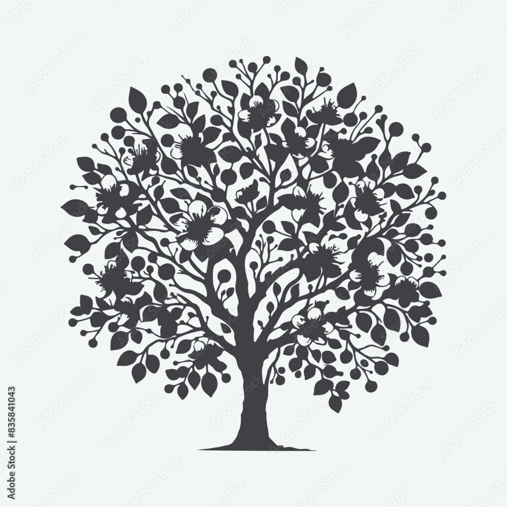 Fototapeta premium Print Majestic Silhouettes, The Enchanting Beauty of Crabapple Trees