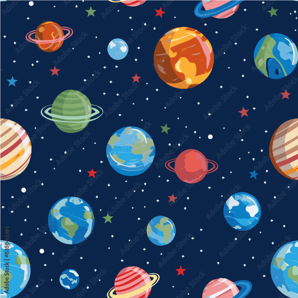 illustration of Planet Seamless Pattern illustration of Planet Seamless Pattern