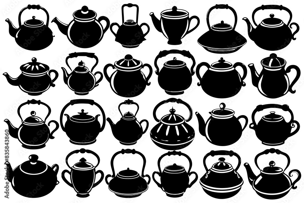 coffee cup set silhouette vector illustration coffee cup set silhouette vector illustration