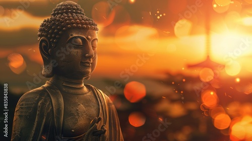 Buddha sunset background photo