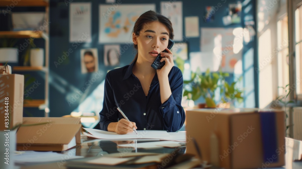 The woman on a work call The woman on a work call