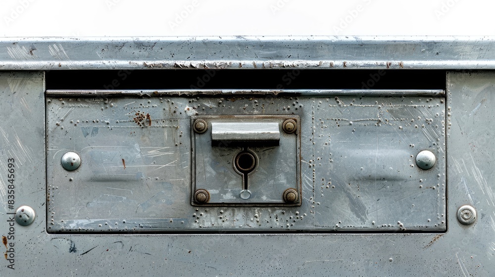 Metal mailbox with a lockable center in a condominium White background isolated mailbox Metal mailbox with a lockable center in a condominium White background isolated mailbox