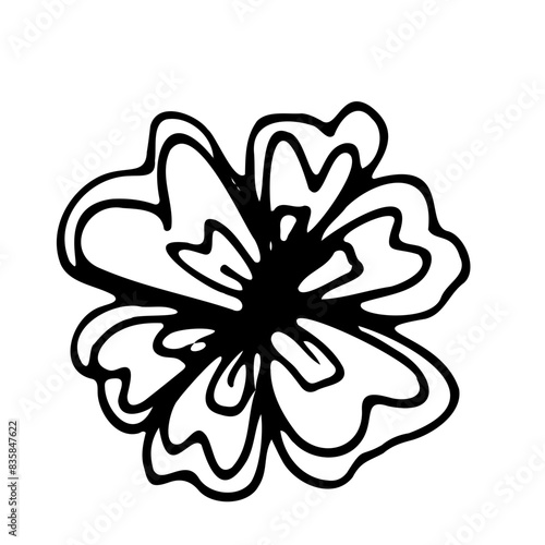 Abstract Doodle Floral Botanical Illustration Line Art Hand Drawn