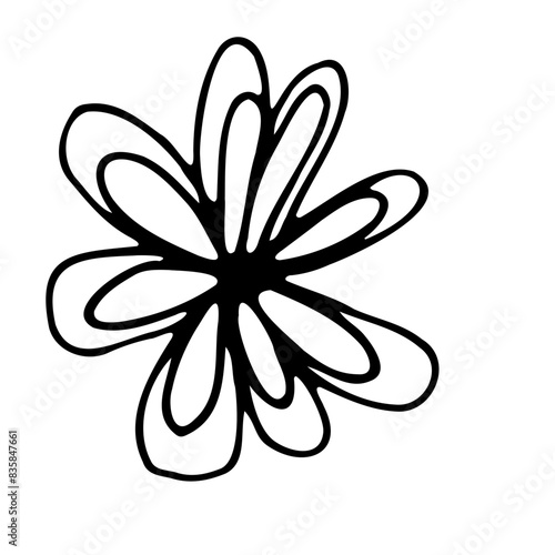 Abstract Doodle Floral Botanical Illustration Line Art Hand Drawn