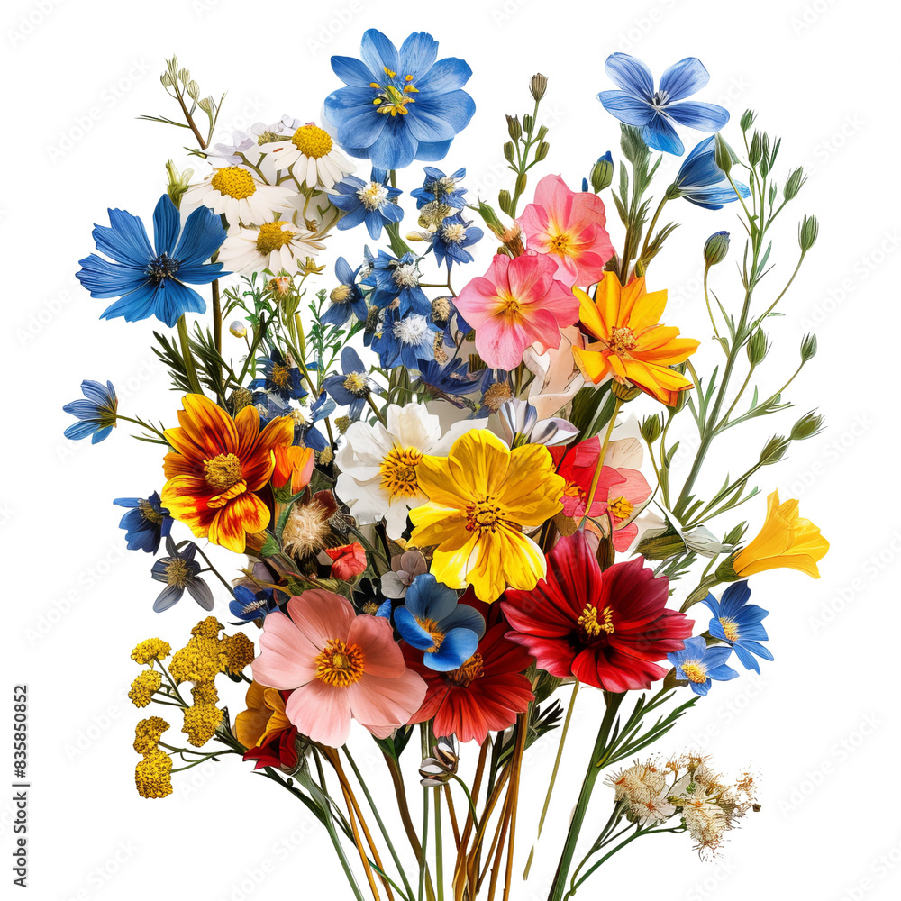 Vibrant bouquet of diverse wildflowers in full bloom, showcasing a colorful and natural floral arrangement perfect for various creative projects. Vibrant bouquet of diverse wildflowers in full bloom, showcasing a colorful and natural floral arrangement perfect for various creative projects.