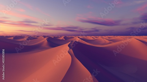 A wallpaper featuring a repeating pattern of 3D sand dunes under a twilight sky  each dune perfectly aligning with the next to create an unbroken desert landscape.