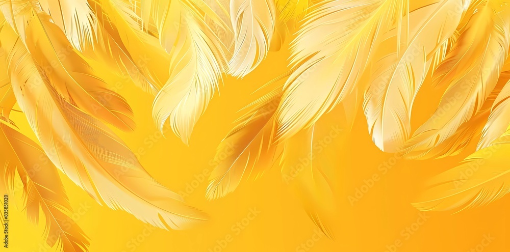Yellow feather background. Abstract dynamic composition. Vector feather illustration Yellow feather background. Abstract dynamic composition. Vector feather illustration