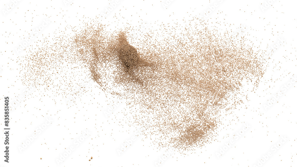 3D rendering of scattered sand granules or fine dirt on transparent background
3D rendering of scattered sand granules or fine dirt on transparent background
