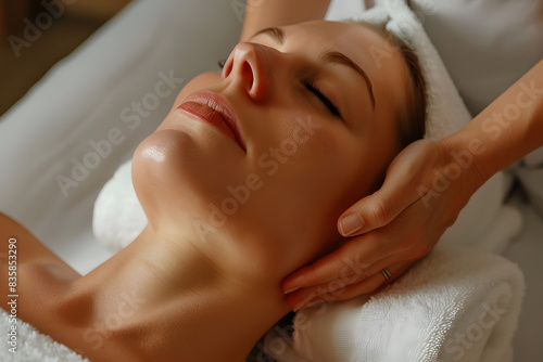 Wallpaper Mural Young woman enjoying massage in spa salon Torontodigital.ca