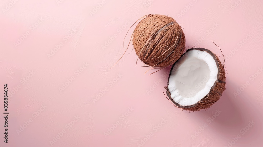 Isolated Coconut on a Pink Background Isolated Coconut on a Pink Background