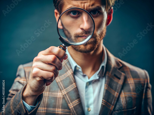 Person Holding a Magnifying Glass photo