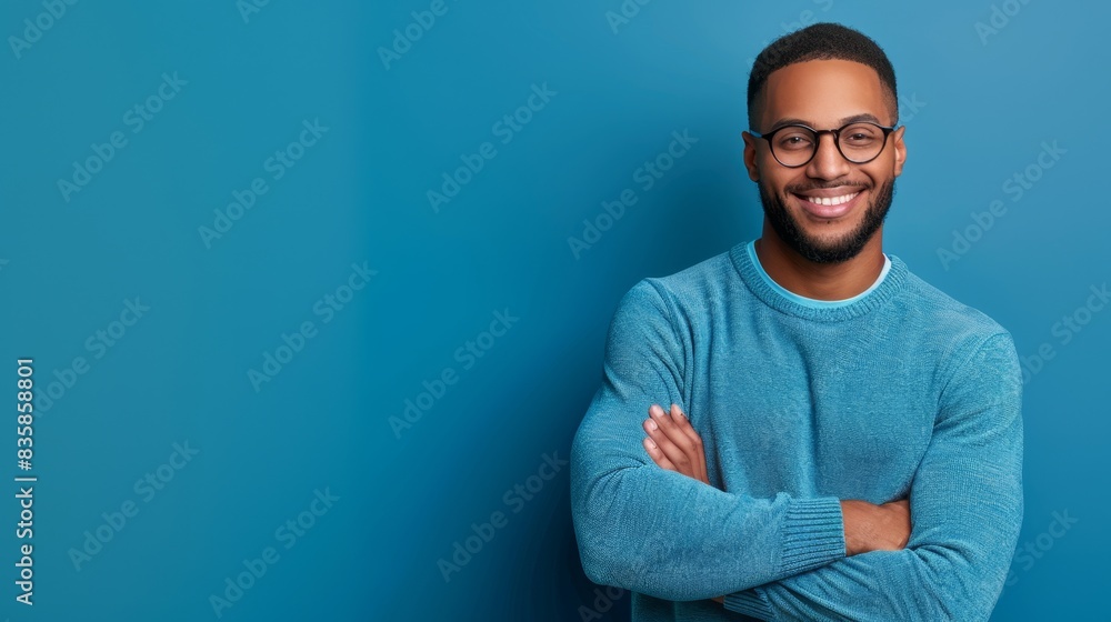 The man in blue sweater The man in blue sweater