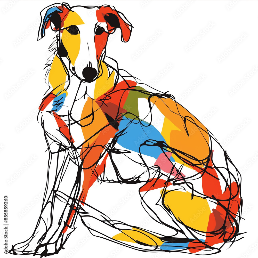 Obraz premium Elegant Borzoi Dog One-Line Drawing: Unleash Your Creativity with a Stunning Artwork