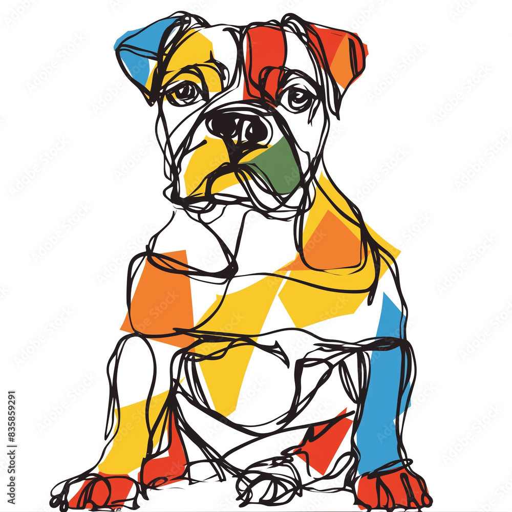 Naklejka premium Elegant Boxer Dog One-Line Drawing: Unleash Your Creativity with a Stunning Artwork