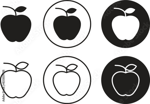 Set of Black apples along with leaves icons. Healthy apples Icons in trendy flat styles with editable stock isolated on transparent background. Apple Icons page symbols for your web sites designs.
