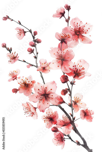 Wallpaper Mural Delicate pink cherry blossoms in full bloom on a dark branch, capturing the essence of springtime beauty and natural elegance. Torontodigital.ca