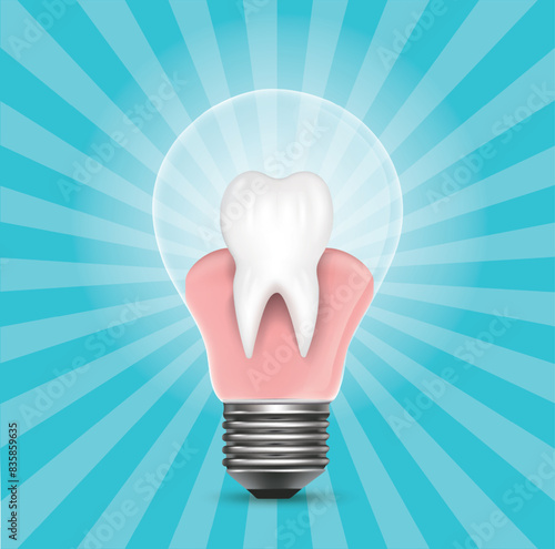 Drawing of an electric bulb with gums and teeth inside.