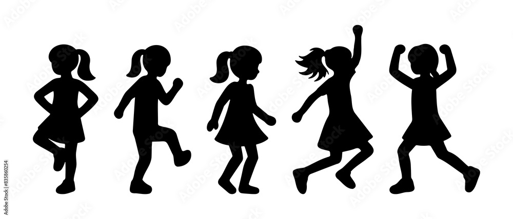 Kids doing various outdoor activities: running, jumping, hopping, hobbies and sports. Children activity silhouette black filled vector Illustration icon set collection. Kids doing various outdoor activities: running, jumping, hopping, hobbies and sports. Children activity silhouette black filled vector Illustration icon set collection.