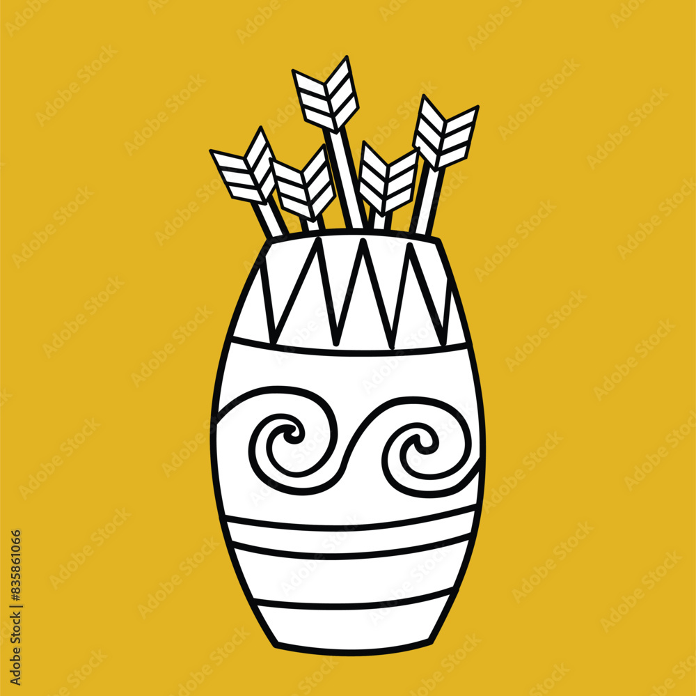 Native American Indians Weapon Bow Archery Ornaments Object Ancient Cartoon Digital Stamp Outline Native American Indians Weapon Bow Archery Ornaments Object Ancient Cartoon Digital Stamp Outline