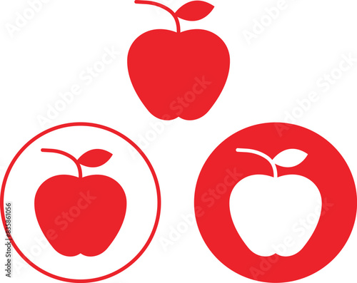 Set of Red apples along with leaves icons. Healthy apples Icons in trendy fill styles isolated on transparent background. Apple Icons page vectors illustration symbols for your web sites designs.