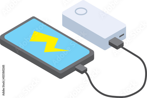 モバイルバッテリーでスマホを充電中