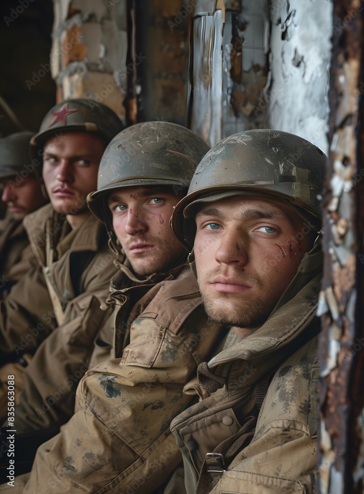 Four soldiers in World War II Four soldiers in World War II