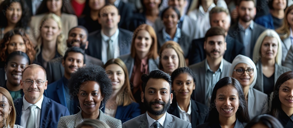Many people of various ethnicities are smiling and looking at the camera. A group of business standing in a crowd. Many people of various ethnicities are smiling and looking at the camera. A group of business standing in a crowd.