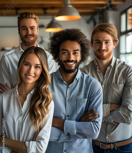 Portrait of a multiethnic group of business professionals smiling at the camera